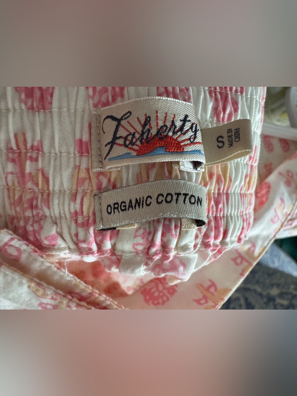 Faherty Malibu Short in Pink Taj Floral, Organic Cotton, Elastic Waist, Small - Picture 7 of 12